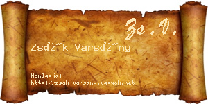 Zsák Varsány névjegykártya